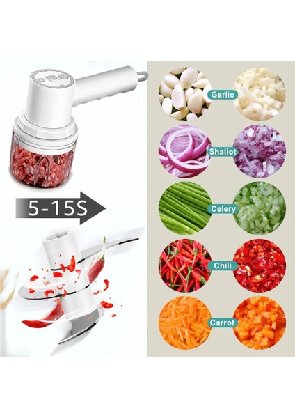 Set Pembe Elektrikli Gıda Kıyıcı 2 In 1 Mini El Mikseri Çırpma Yumurta Çırpıcı 3 Hız Kontrol Mutfak Blender USB Kablosuz Sarımsak Gıda Ezici (Yurt Dışından)