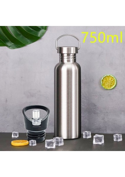 750ML Paslanmaz Çelik Spor Su Şişesi Pipetli Soğuk Su Şişesi Spor Salonu Bisiklet Yürüyüş Şişesi Drinkware 500/750/1000ML (Yurt Dışından)
