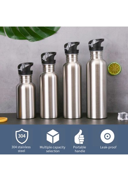 750ML Paslanmaz Çelik Spor Su Şişesi Pipetli Soğuk Su Şişesi Spor Salonu Bisiklet Yürüyüş Şişesi Drinkware 500/750/1000ML (Yurt Dışından)