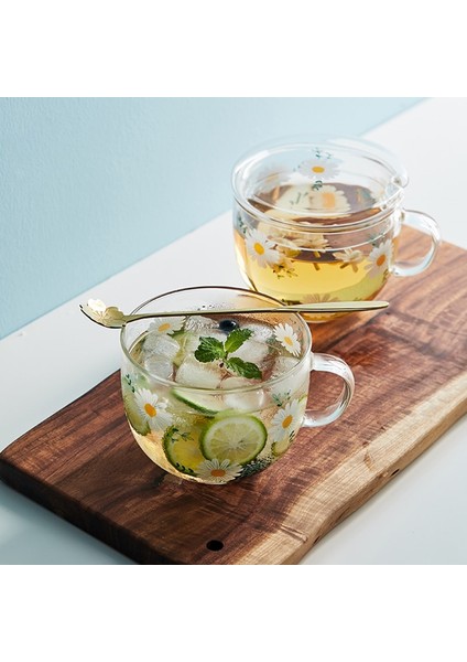 2 Adet 375 ml Papatya Çiçek Desen Cam Kupa Isıya Dayanıklı Kahvaltı Süt Yulaf Ezmesi Fincan Temizle Ev Meyve Çay Fincanı Ofis Kahve Su Drinkware (Yurt Dışından) fırsatları