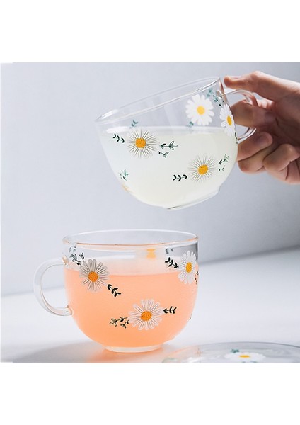 2 Adet 375 ml Papatya Çiçek Desen Cam Kupa Isıya Dayanıklı Kahvaltı Süt Yulaf Ezmesi Fincan Temizle Ev Meyve Çay Fincanı Ofis Kahve Su Drinkware (Yurt Dışından) indirimleri