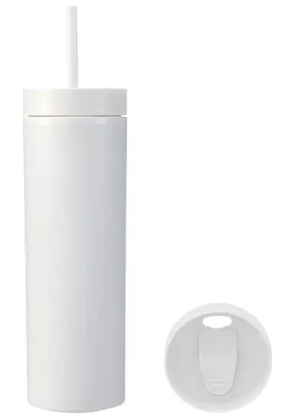 Beyaz 450 ml Kahve Kupaları Saman Bardak Renkli Plastik Bardak Büyük Kapasiteli Çift Katmanlı Meyve Suyu Içecekleri Su Saman Bardak (Yurt Dışından)