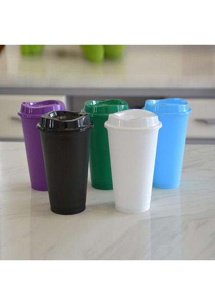 H 401-500 ml Klasik Şekil ve Hoş Geldiniz Bpa Içermez Starbkss Su Geçirmez 16 Oz Mat Kaplama Yeniden Kullanılabilir Plastik Kapaklı Seyahat Kahve Fincanı (Yurt Dışından)