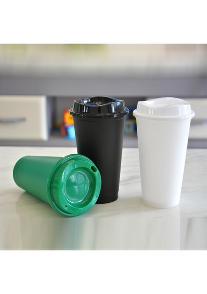 H 401-500 ml Klasik Şekil ve Hoş Geldiniz Bpa Içermez Starbkss Su Geçirmez 16 Oz Mat Kaplama Yeniden Kullanılabilir Plastik Kapaklı Seyahat Kahve Fincanı (Yurt Dışından)