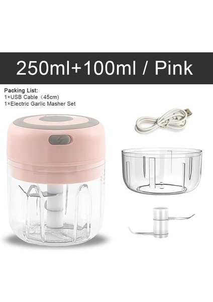 250100 Pembe Elektrikli Yiyecek Parçalayıcı 2'si 1 Arada Mini El Mikseri Çırpma Yumurta Çırpıcı 3 Hız Kontrollü Mutfak Blender USB Kablosuz Sarımsak Yiyecek Ezici (Yurt Dışından)