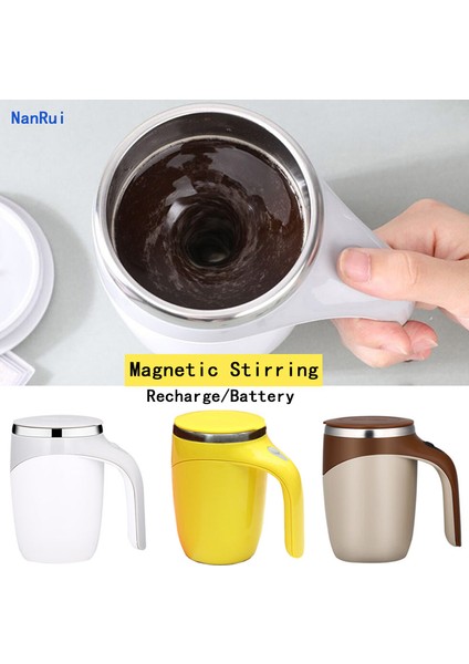 USB Sarı 380 ml Otomatik Kendini Karıştıran Manyetik Kupa USB Paslanmaz Çelik Süt Kahve Karıştırma Fincan Blender Akıllı Mikser Termal Fincan Drinkware Hediyeler (Yurt Dışından)