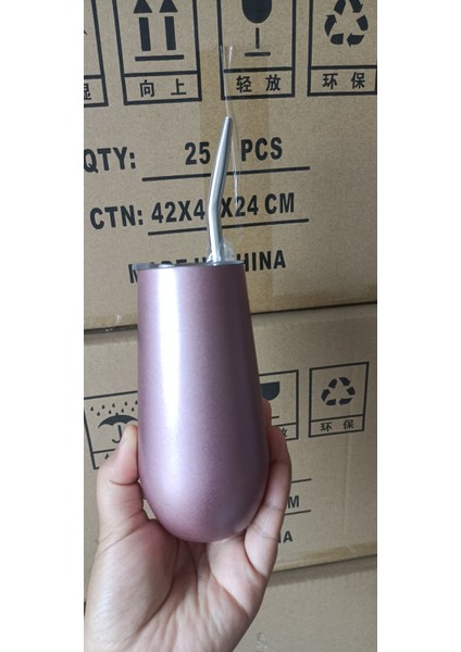 Pipetli 6oz 6oz 12OZ Şarap Yumurta Pipetli Kupa Fincan Kahve Süt Dayanıklı Taşınabilir Yerba Mate Çay Pipetli ve Kapaklı Kupa (Yurt Dışından)