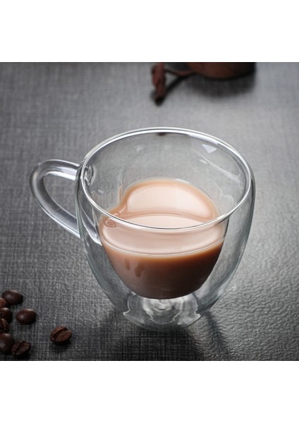 80 ml Kalp Aşk Şekli Cam Kahve Kupa Bardak Çift Duvar Içme Çay Süt Suyu Su Bardakları Isıya Dayanıklı Drinkware Seti Sevgilisi Hediye (Yurt Dışından)