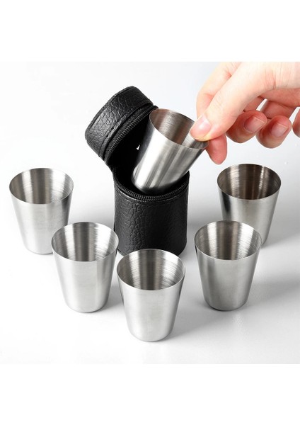 230 Gösterisi Olarak 1/6 Adet Paslanmaz Çelik Bardaklar Mini Shot Cam Bira Bardağı Metal Şarap Bardağı Kahve Tumbler Çay Süt Kupalar Kamp Yürüyüş Taşınabilir Bardak Seti (Yurt Dışından)