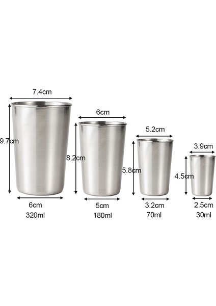 1 Adet 320 ml 30/70/180/320 ml Açık Pratik Seyahat Paslanmaz Çelik Bardak Mini Set Gözlük Viski Şarap Kahve Taşınabilir Drinkware Kupa (Yurt Dışından)