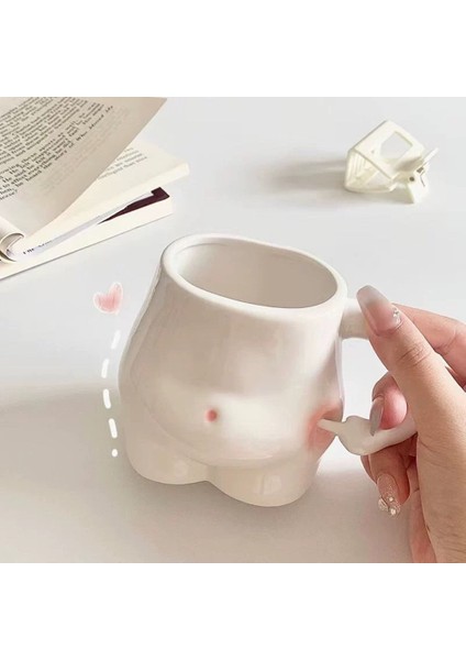 B 301-400 ml Kawaii Seramik Kupa Sevimli Kahve Fincanı Süt Çay Su Bardakları Yaratıcı Tutam Yağ Göbek Fincan Kupa Hediye Porselen Kahve Kupaları Içme (Yurt Dışından)