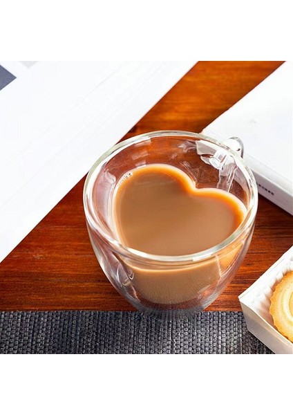80 ml Kalp Aşk Şekli Cam Kahve Kupa Bardak Çift Duvar Içme Çay Süt Suyu Su Bardakları Isıya Dayanıklı Drinkware Seti Sevgilisi Hediye (Yurt Dışından)