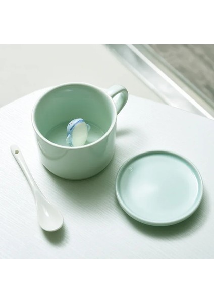 Yunuslar 230ML 230ML Seramik Kahve Kupa 3D El-Boyalı Hayvan Süt Fincan Karikatür Hayvan Çay Kupaları Yeniden Kullanılabilir Seladonlar Latte Kupa Yaratıcı Hediye (Yurt Dışından)