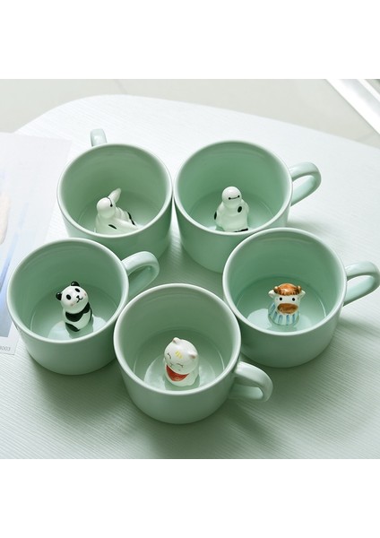 Yunuslar 230ML 230ML Seramik Kahve Kupa 3D El-Boyalı Hayvan Süt Fincan Karikatür Hayvan Çay Kupaları Yeniden Kullanılabilir Seladonlar Latte Kupa Yaratıcı Hediye (Yurt Dışından)