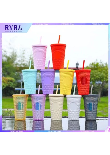 Durian Kupası 05 473ML Logolu 16OZ Çift Katmanlı Durian Kahve Kupaları Logo'lu Plastik Elmas Radyant Tanrıça Kupası Yaz Soğuk Su Şişeleri Pipetli Tumbler (Yurt Dışından)