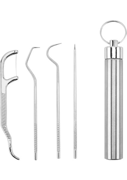 4 Adet-Varil Metal Kürdan Seti Diş Temizleme Arayüz Fırçası Diş Tartar Sökücü Yeniden Kullanılabilir Diş Ipi Kürdan Ağız Hijyeni Bakımı (Yurt Dışından)