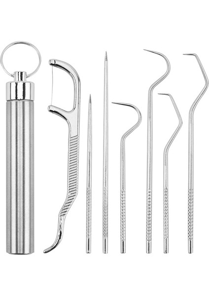 4 Adet-Varil Metal Kürdan Seti Diş Temizleme Arayüz Fırçası Diş Tartar Sökücü Yeniden Kullanılabilir Diş Ipi Kürdan Ağız Hijyeni Bakımı (Yurt Dışından)