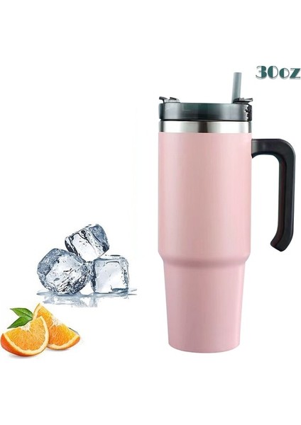 Pembe 801-900ML 20OZ 30OZ Bardak Paslanmaz Çelik Kupa Vakum Yalıtımlı Kahve Buz Kulplu Bardak Su Şişesi Büyük Kapasiteli Seyahat Bpa Ücretsiz (Yurt Dışından)