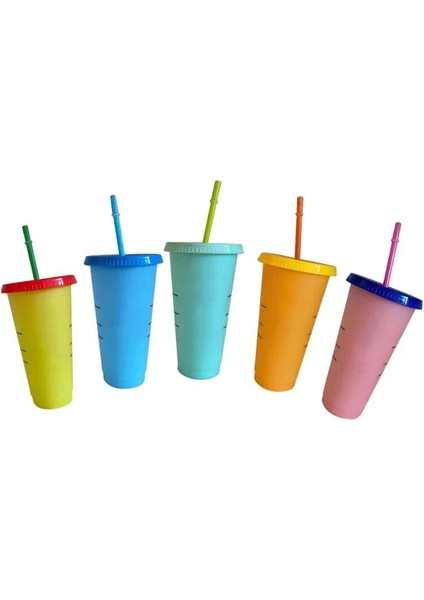 5 Paket B 1/5pcs Saman Bardağı Logolu ve Ölçekli Yeniden Kullanılabilir Renkli Bardak Büyülü Plastik Soğuk Su Renk Değiştiren Bardak Tumbler Renk Değişikliği (Yurt Dışından)