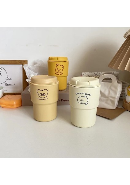 Pk 350ML 1pc Taşınabilir Karikatür Sevimli Tavşan El-Boyalı Kahve Kupaları Taşınabilir Yeniden Kullanılabilir Kaymaz Içme Gereçleri Kupa Basit Çay Kahve Fincanları (Yurt Dışından)