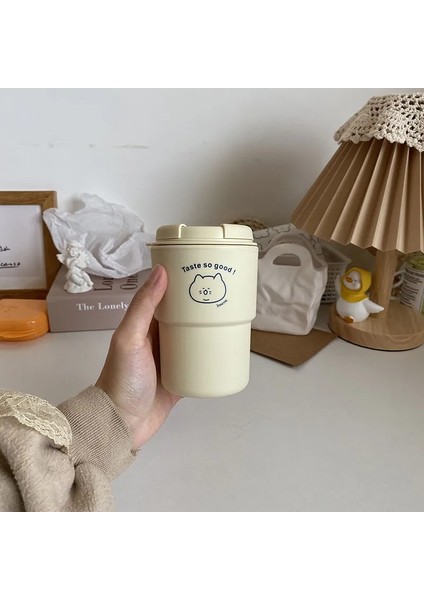 Pk 350ML 1pc Taşınabilir Karikatür Sevimli Tavşan El-Boyalı Kahve Kupaları Taşınabilir Yeniden Kullanılabilir Kaymaz Içme Gereçleri Kupa Basit Çay Kahve Fincanları (Yurt Dışından)