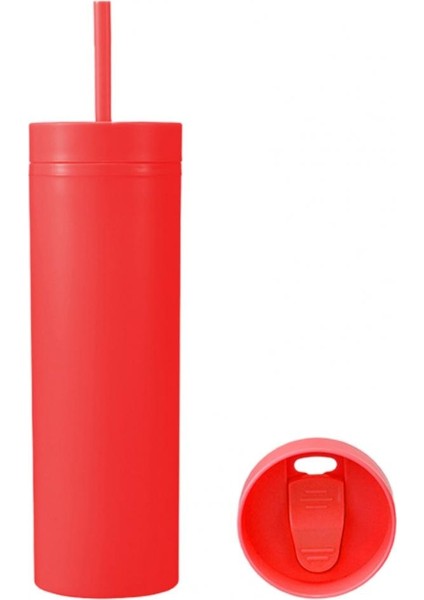 Sarı 450 ml Kahve Kupaları Saman Bardak Renkli Plastik Tumbler Büyük Kapasiteli Çift Katmanlı Meyve Suyu Içecekleri Su Saman Bardak (Yurt Dışından) fiyatları
