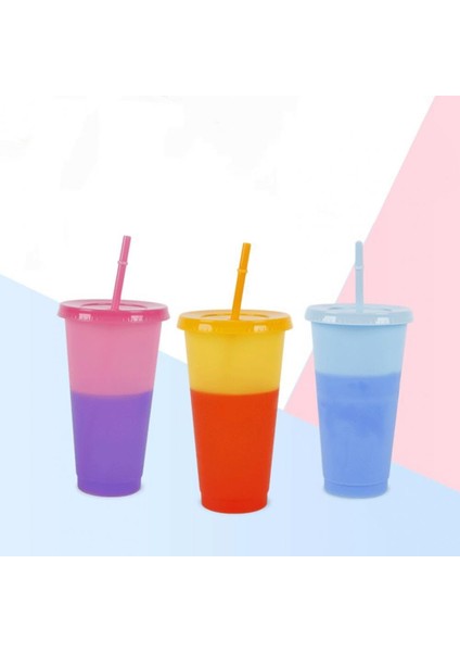Sarı Halka Renk Değiştiren Bardak 720ML Tatsız Renk Değiştiren Soğuk Su Kapaklı Bardak Plastik Renk Değiştiren Ev Saf Renk Su Bardağı (Yurt Dışından)