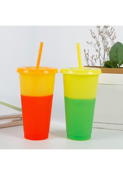 Sarı Halka Renk Değiştiren Bardak 720ML Tatsız Renk Değiştiren Soğuk Su Kapaklı Bardak Plastik Renk Değiştiren Ev Saf Renk Su Bardağı (Yurt Dışından)