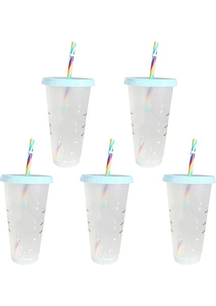 5 Paket A 1/5pcs Saman Bardağı Logolu ve Ölçekli Yeniden Kullanılabilir Renkli Bardak Büyülü Plastik Soğuk Su Renk Değiştirme Bardak Tumbler Renk Değişikliği (Yurt Dışından)