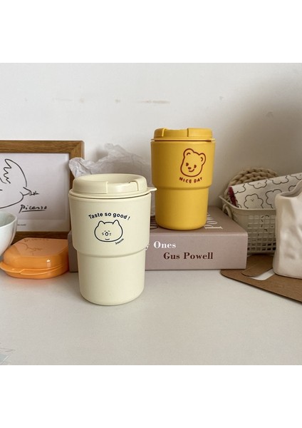 Pk 350ML 1pc Taşınabilir Karikatür Sevimli Tavşan El-Boyalı Kahve Kupaları Taşınabilir Yeniden Kullanılabilir Kaymaz Içme Gereçleri Kupa Basit Çay Kahve Fincanları (Yurt Dışından)
