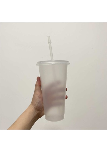 5 Adet Temizle 700 ml 16 Oz/24 Oz 5 Adet/takım Yeniden Kullanılabilir Bardak Plastik Bardak Kapaklı Şeffaf Saman Bardak Kahve Kupa Kahve Dükkanı Drinkware Noel Hediyesi (Yurt Dışından)