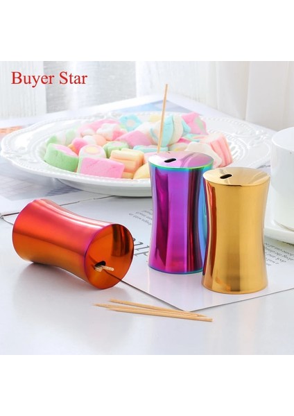 Rainbowno.3 1 Adet Renkli Paslanmaz Çelik Kürdan Kutusu Tutucu Altın Konteyner Yeniden Kullanılabilir Ev Masa Kürdan Depolama Kürdan Dağıtıcı (Yurt Dışından) modelleri