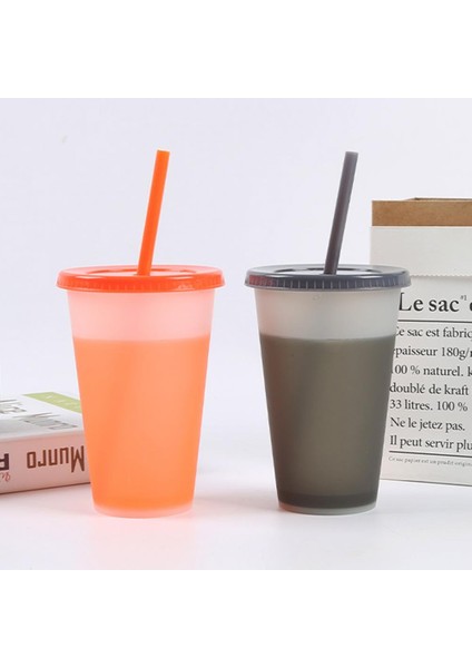 Orange Chic Su Kupa Çok Renkli Su Şişesi Yaratıcı Gıda Sınıfı Anti-Solmaya Renk Değişikliği Su Şişesi (Yurt Dışından) indirimleri