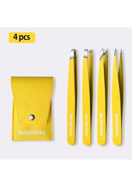 Sarı 4 Adet Renkli Paslanmaz Çelik Cımbız (Yurt Dışından)