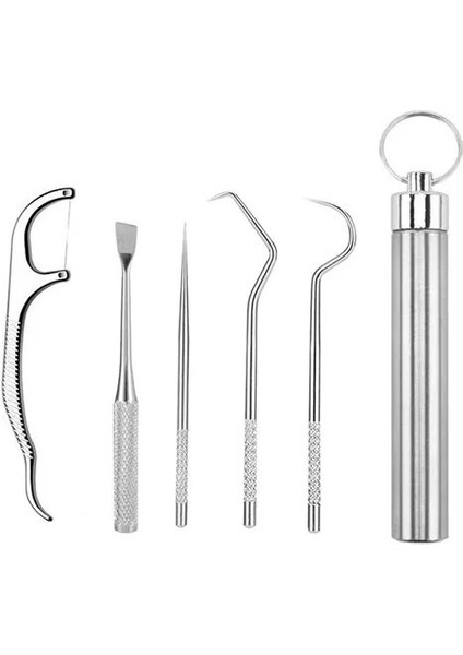 5 Adet-Varil Metal Kürdan Seti Diş Temizleme Arayüz Fırçası Diş Tartar Sökücü Yeniden Kullanılabilir Diş Ipi Kürdan Ağız Hijyeni Bakımı (Yurt Dışından)