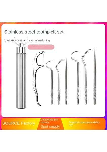 5 Adet-Varil Metal Kürdan Seti Diş Temizleme Arayüz Fırçası Diş Tartar Sökücü Yeniden Kullanılabilir Diş Ipi Kürdan Ağız Hijyeni Bakımı (Yurt Dışından)