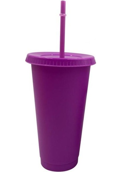 Açık Mor L Saman Kapaklı Bardak Yeniden Kullanılabilir Içme Tumbler Pp Noel Şenlikli Düz Renk Içme Drinkware Ev Için (Yurt Dışından)