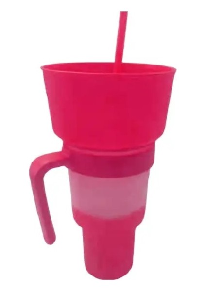 Pembe 1000ML Stadyum Bardak Saman Saplı Renk Değiştiren Büyük Gıda Sınıfı Plastik Üst Kase Patlamış Mısır Aperatif Içecek Damlatmaz Bardak (Yurt Dışından)