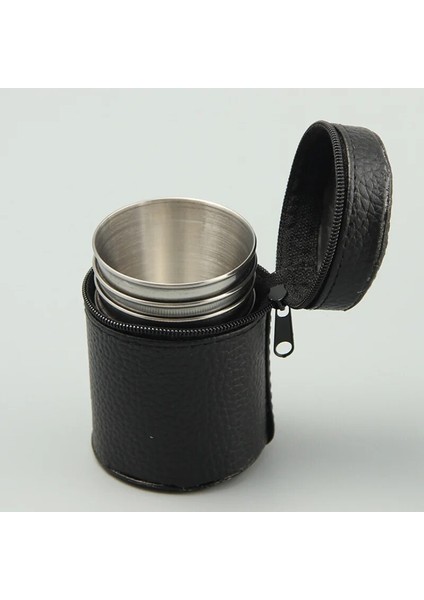 30ML-4 Adet 4 Adet/grup 30/70 ml Açık Kamp Sofra Seyahat Bardak Seti Piknik Malzemeleri Paslanmaz Çelik Şarap Bira Bardağı Viski Kupalar Pu Deri (Yurt Dışından)