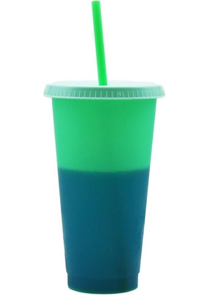 Sarı 720 ml Saman Kapaklı Bardak Yeniden Kullanılabilir Kahve Fincanları Plastik Su Kupa Renk Değiştiren Içecek Bardağı Parti Malzemeleri (Yurt Dışından)
