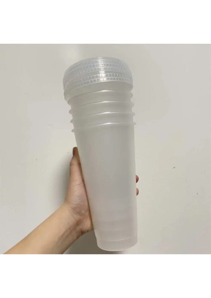 5 Adet Temizle 700 ml 16 Oz/24 Oz 5 Adet/takım Yeniden Kullanılabilir Bardak Plastik Bardak Kapaklı Şeffaf Saman Bardak Kahve Kupa Kahve Dükkanı Drinkware Noel Hediyesi (Yurt Dışından)
