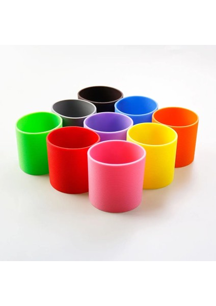 Pembe 16 Renk 5.5cm Silikon Isı Yalıtımlı Bardak Kol Çizgili Kaymaz Sarar Cam Bardak Kolu 55MM Su Şişesi Bardak Kapağı (Yurt Dışından) fırsatları