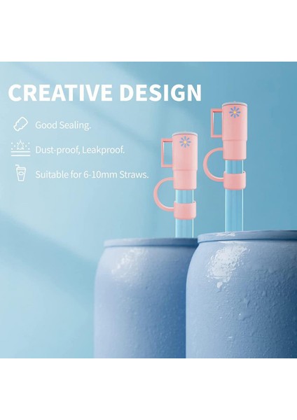 Mor 4 Adet 3.5 cm 2/4 Adet Hasır Kapak Güzel Görünümlü Yaratıcı Tasarım Toz Geçirmez Bpa Içermeyen 3D Fincan Şekli Çiçek Desenli Silikon Saman Topper Çocuklar Için (Yurt Dışından) indirimleri