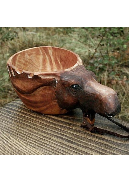 Pembe Iskandinav Yaratıcı Kuksa Kauçuk Ahşap Su Bardağı El Oyma Hayvan Kafası Fincan Çay Kahve Içme Bardağı Ev Mutfak Malzemeleri (Yurt Dışından)