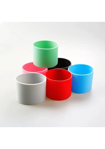 Şeffaf 16 Renk 8.5cm Silikon Bardak Kapağı Çizgili Kaymaz Isı Cam Bardak Kolu 85MM Yalıtımlı Su Şişesi Bardak Kolu (Yurt Dışından) fırsatları