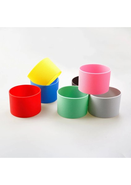 Şeffaf 16 Renk 8.5cm Silikon Bardak Kapağı Çizgili Kaymaz Isı Cam Bardak Kolu 85MM Yalıtımlı Su Şişesi Bardak Kolu (Yurt Dışından) indirimleri