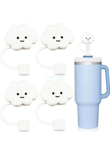 Beyaz 3 Adet Silikon Saman Ipuçları Kapak 6-8mm Saman Kapakları Yeniden Kullanılabilir Pipet Bulut Şekli Saman Koruyucu Gıda Sınıfı Saman Kapağı (Yurt Dışından)