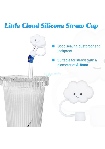 Beyaz 3 Adet Silikon Saman Ipuçları Kapak 6-8mm Saman Kapakları Yeniden Kullanılabilir Pipet Bulut Şekli Saman Koruyucu Gıda Sınıfı Saman Kapağı (Yurt Dışından)