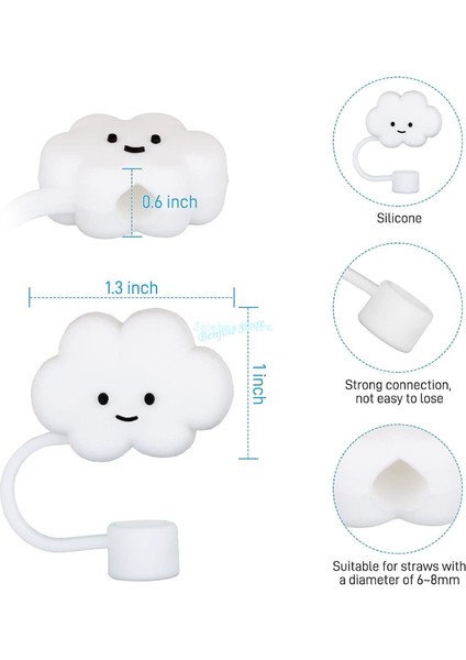 Beyaz 3 Adet Silikon Saman Ipuçları Kapak 6-8mm Saman Kapakları Yeniden Kullanılabilir Pipet Bulut Şekli Saman Koruyucu Gıda Sınıfı Saman Kapağı (Yurt Dışından)