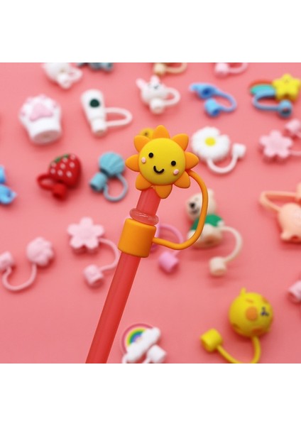 15 Silikon Saman Fişi Yeniden Kullanılabilir Hava Geçirmez Içme Toz Kapağı Bardak Aksesuarları Karikatür Fişler Ipuçları Kapak Takım Su Şişesi Saman Fişi (Yurt Dışından)